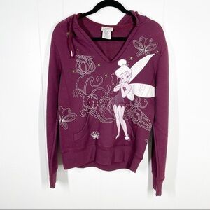 Walt Disney World Dark Maroon Tinkerbell Metal Skull Long Sleeve Sweatshirt M